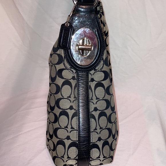 Classic Black Coach Signature C handbag • approx 12” x 14” - Picture 3 of 12